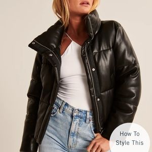 Abercrombie vegan leather mini puffer
